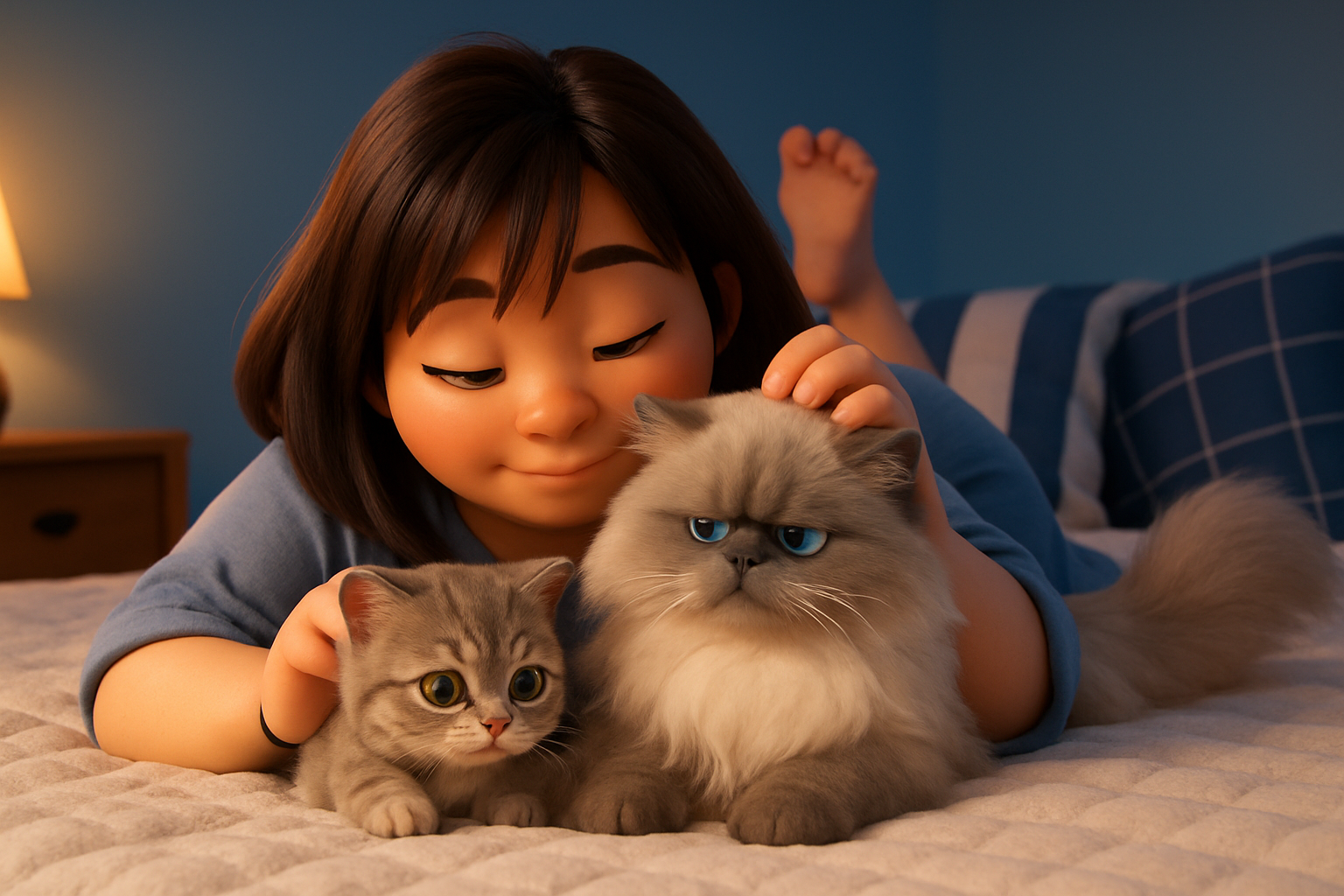 Disney Pixar AI pet transformation - beautiful moments with cats